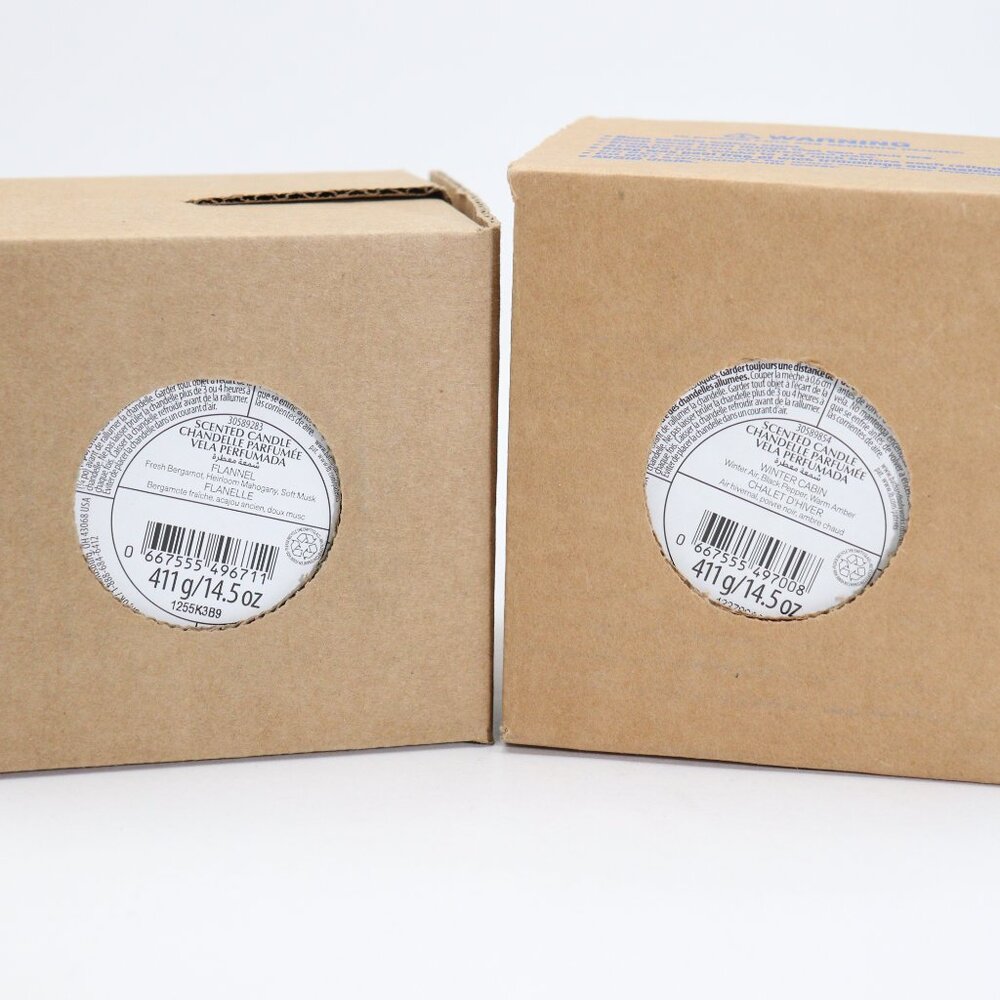 Bath & Body Works 3 Wick Scented Candles Winter Cabin and Flannel Pair NIB